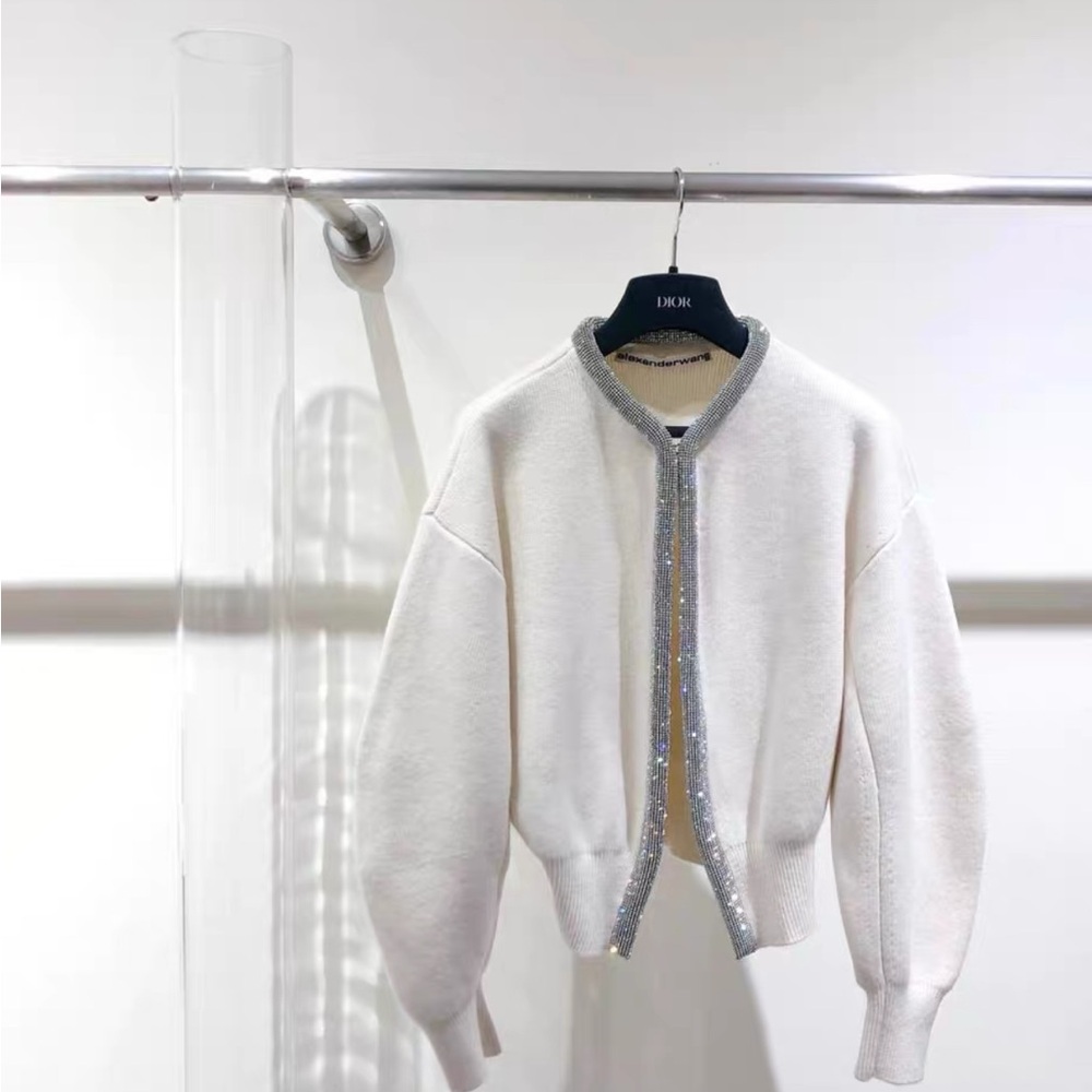 🚩steal Authentic Alexander Wang White Jacket with Silver Trim
